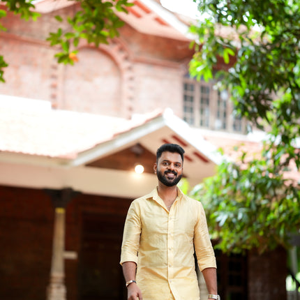 Pure Silk Designer Gold Shirt & Dhoti