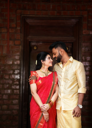 Pure Silk Designer Gold Dhoti