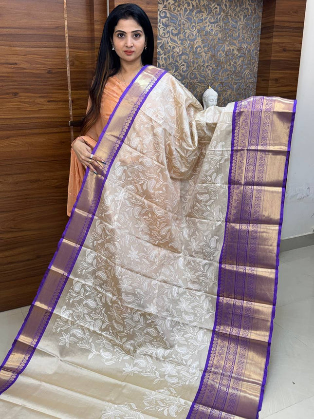 Kanchi Silk With Rich Embroidery Work