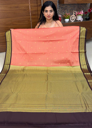Vaira Oosi Gold Zari  Coffee Brown Border