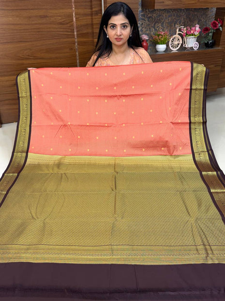 Vaira Oosi Gold Zari  Coffee Brown Border