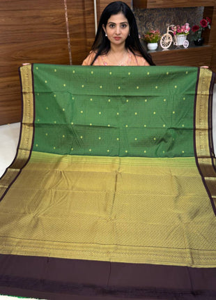Vaira Oosi Gold Zari  Coffee Brown Border