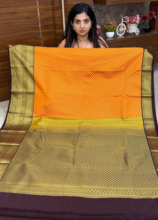 Premium Kanchi Gold Zari Coffee Brown Border