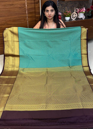 Premium Kanchi Gold Zari Coffee Brown Border