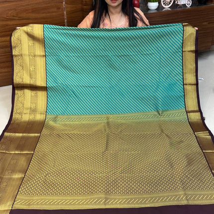 Premium Kanchi Gold Zari Coffee Brown Border