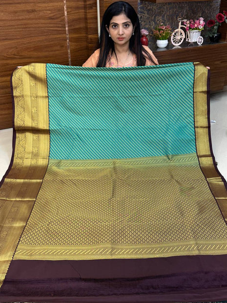 Premium Kanchi Gold Zari Coffee Brown Border