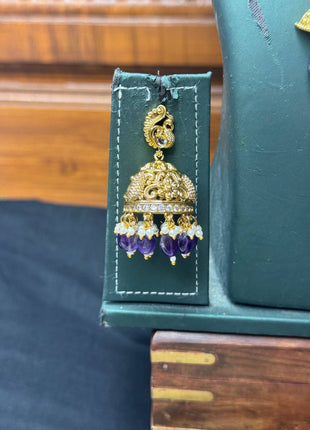 Temple with Diamond look Stone Jewellery