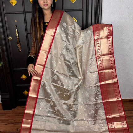 Kanchi Silk With Rich Embroidery Work