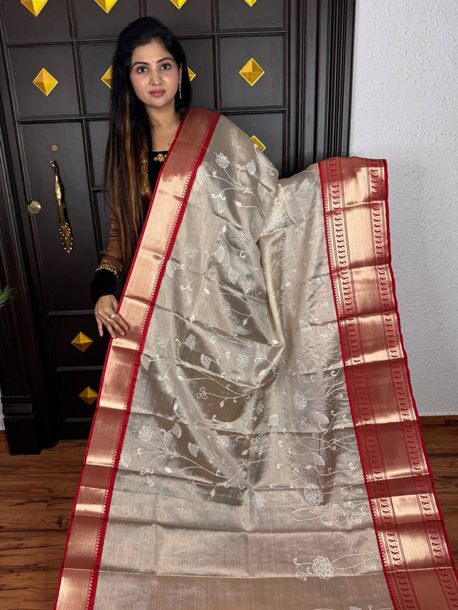 Kanchi Silk With Rich Embroidery Work