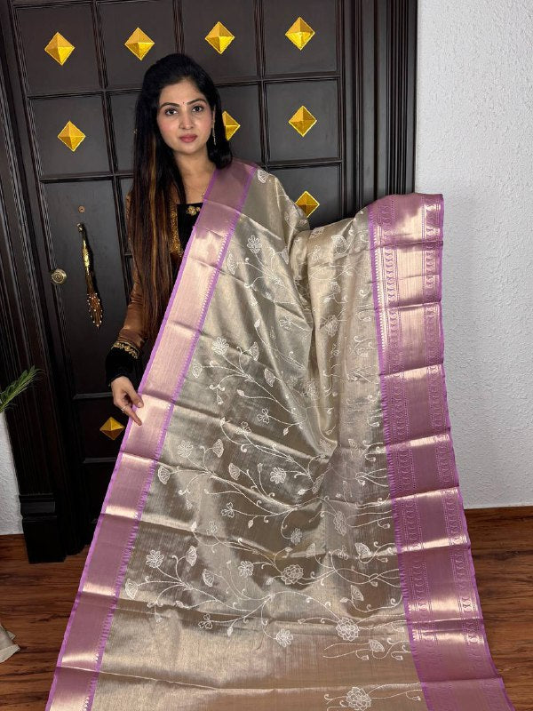 Kanchi Silk With Rich Embroidery Work