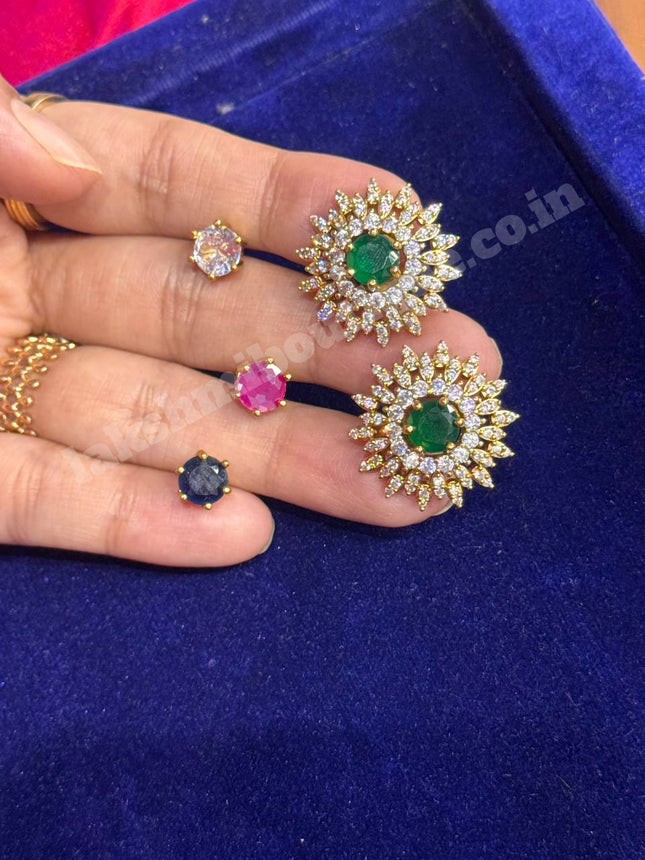 Changeable Stone Flower Design Earrings