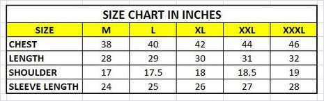 Shirt Size Chart