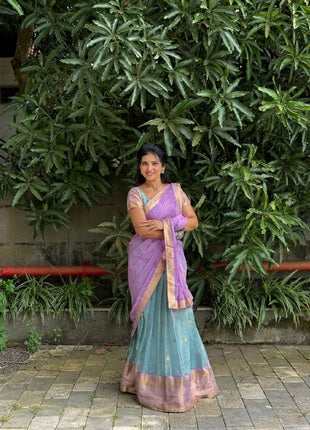 Paithani Half Saree (Stitched Skirt, Unstitched Blouse)