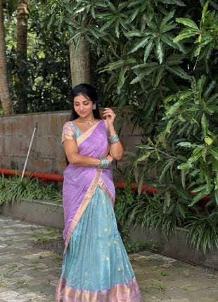 Paithani Half Saree (Stitched Skirt, Unstitched Blouse)