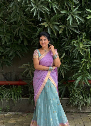 Paithani Half Saree (Stitched Skirt, Unstitched Blouse)