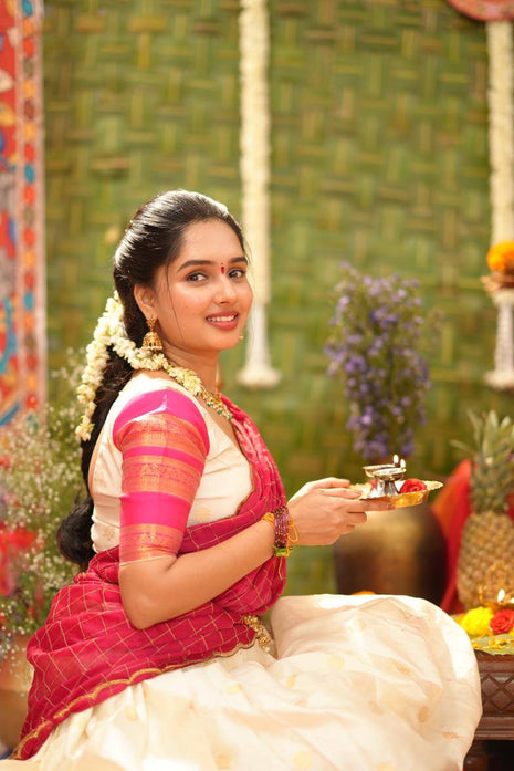 Half Saree (Stitched Skirt, Unstitched Blouse)