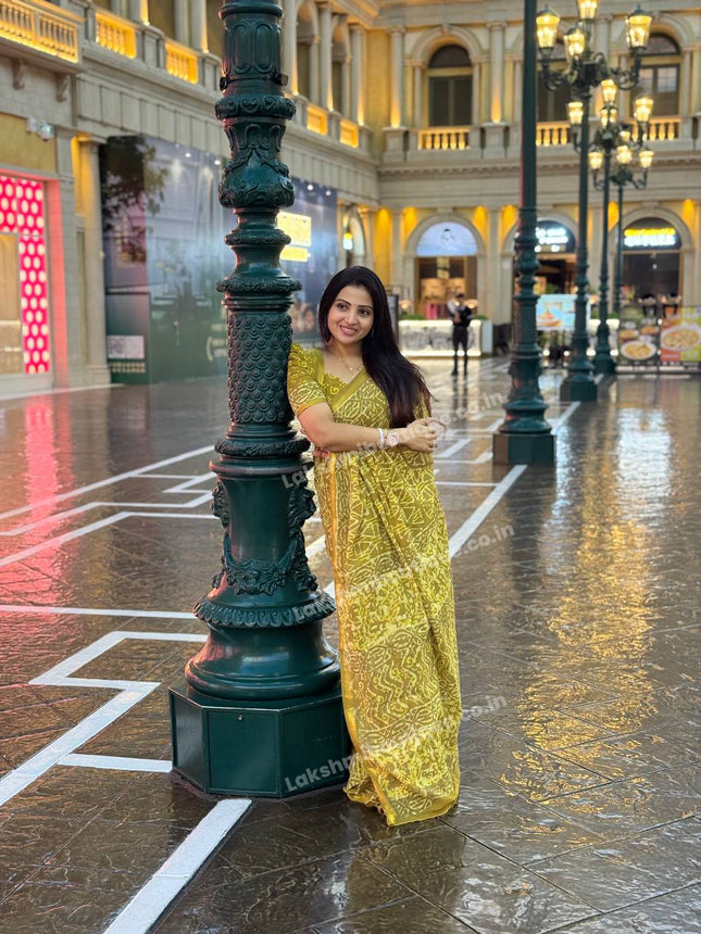 Cotton With (Bagru Dabu Print Saree)