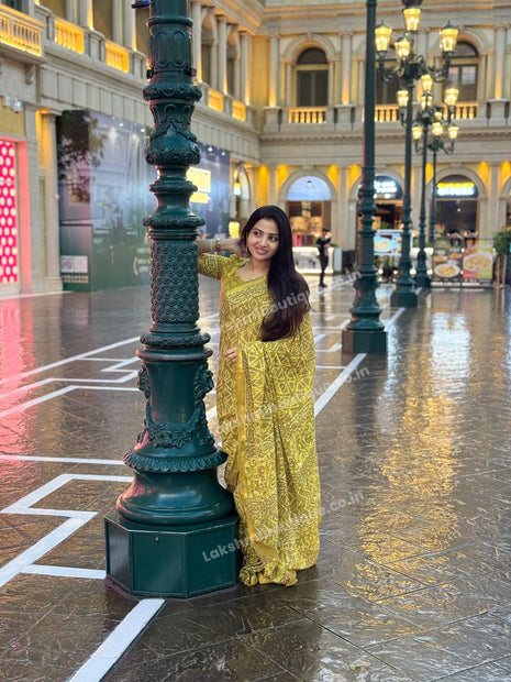 Cotton With (Bagru Dabu Print Saree)