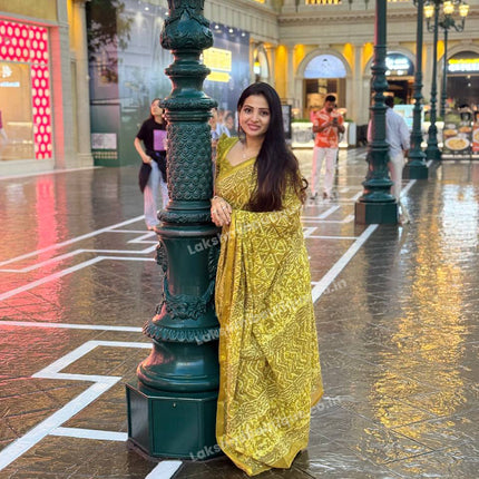 Cotton With (Bagru Dabu Print Saree)