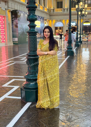 Cotton With (Bagru Dabu Print Saree)