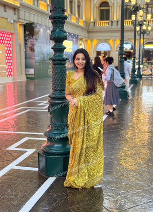 Cotton With (Bagru Dabu Print Saree)