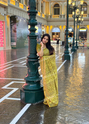 Cotton With (Bagru Dabu Print Saree)