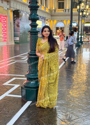 Cotton With (Bagru Dabu Print Saree)