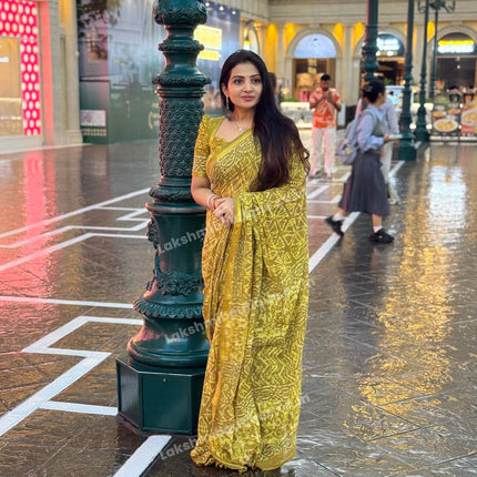 Cotton With (Bagru Dabu Print Saree)