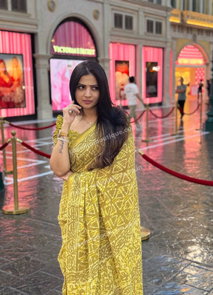 Cotton With (Bagru Dabu Print Saree)