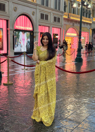 Cotton With (Bagru Dabu Print Saree)