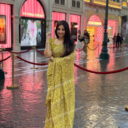 Cotton With (Bagru Dabu Print Saree)