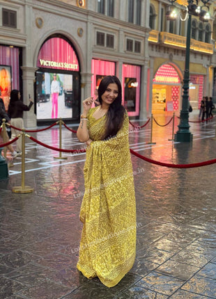 Cotton With (Bagru Dabu Print Saree)