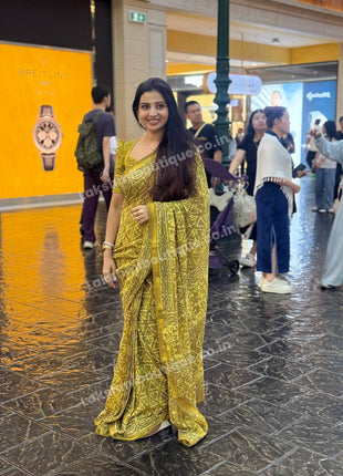 Cotton With (Bagru Dabu Print Saree)