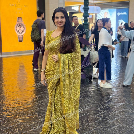 Cotton With (Bagru Dabu Print Saree)