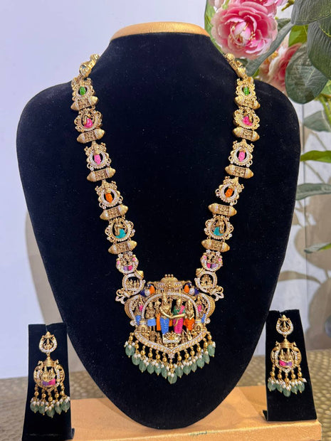 Temple with Diamond look Stone Jewellery