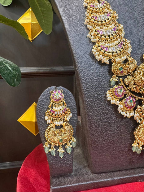 Temple with Diamond look Stone Jewellery