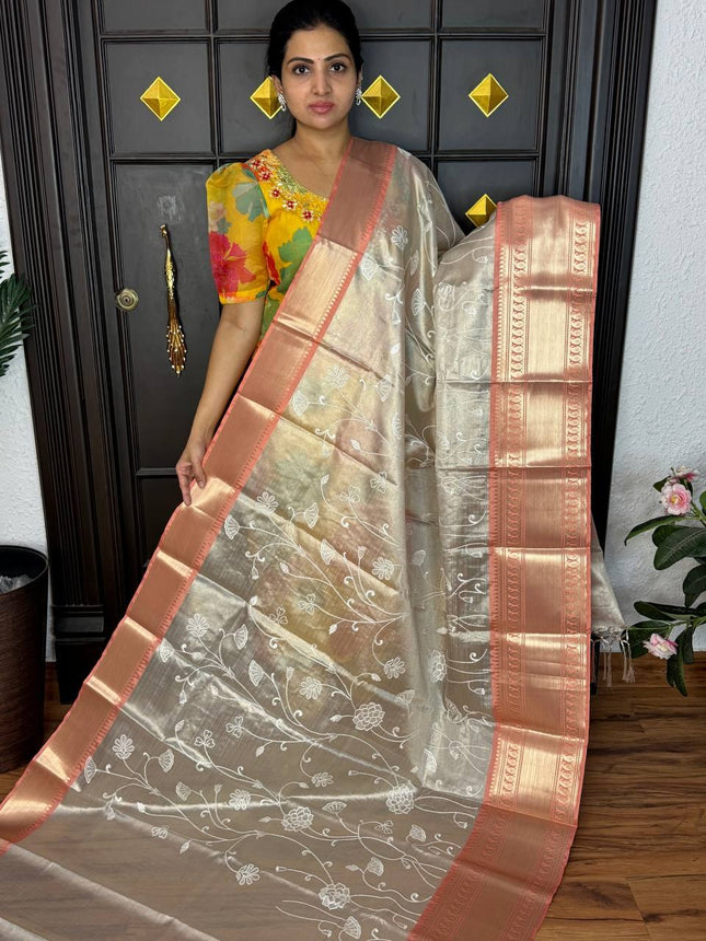 Kanchi Silk With Rich Embroidery Work