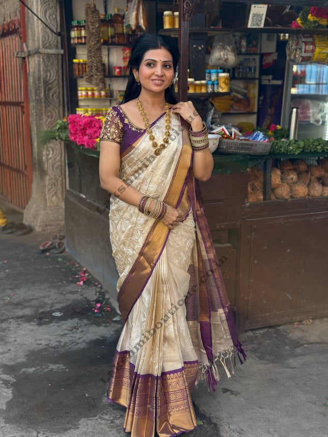 Kanchi Silk With Rich Embroidery Work