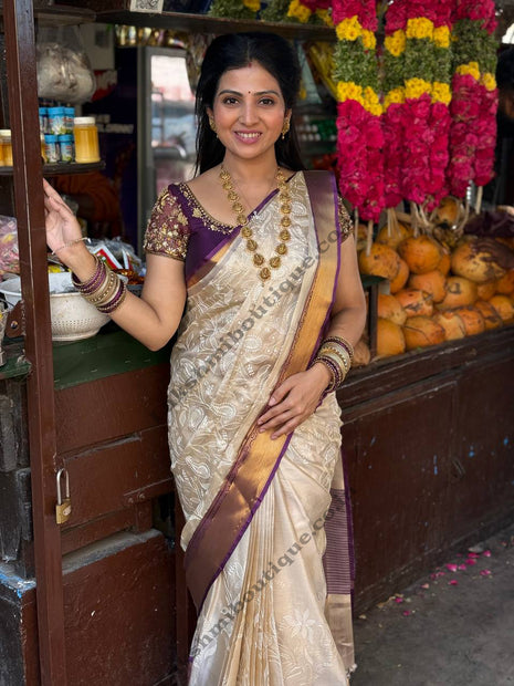 Kanchi Silk With Rich Embroidery Work
