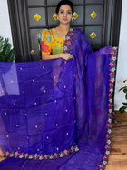 Designer Saree With Cut Work