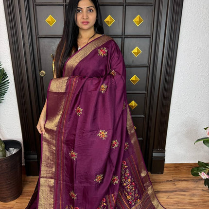 Chinnon Blended Linen With Hand Embroidery