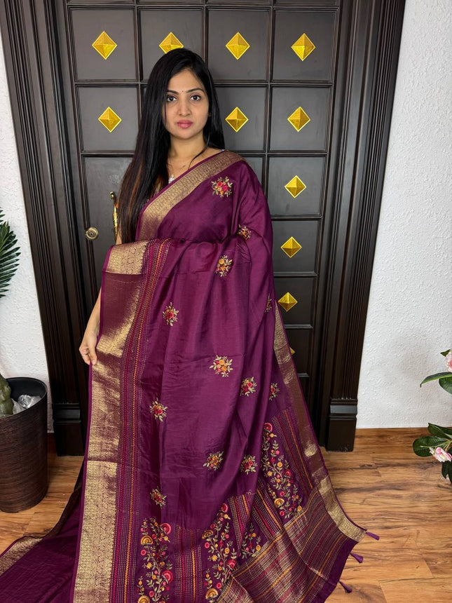 Chinnon Blended Linen With Hand Embroidery