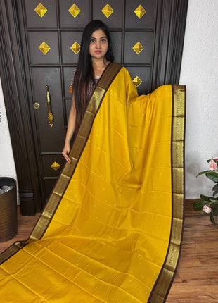 Vaira Oosi Gold Zari  Coffee Brown Border