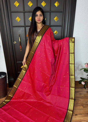 Vaira Oosi Gold Zari  Coffee Brown Border