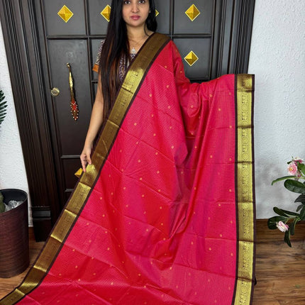 Vaira Oosi Gold Zari  Coffee Brown Border