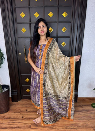 Pure Maheshwari Silk Suit ( Unstitched)