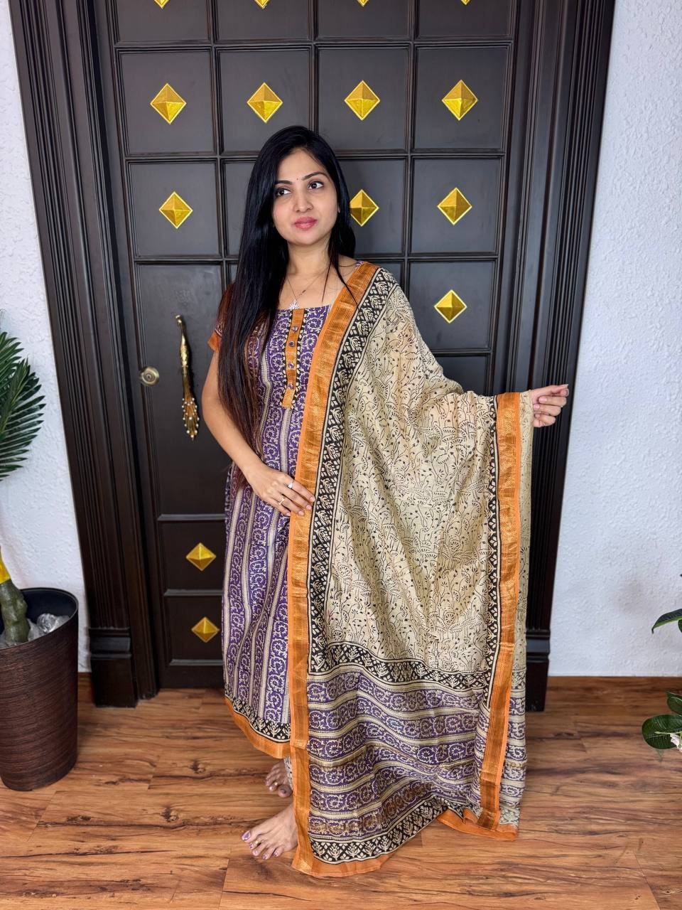 maheshwari silk dress Hand BlockPrint Maheshwari Silk Dress Material RKG SHOPPING