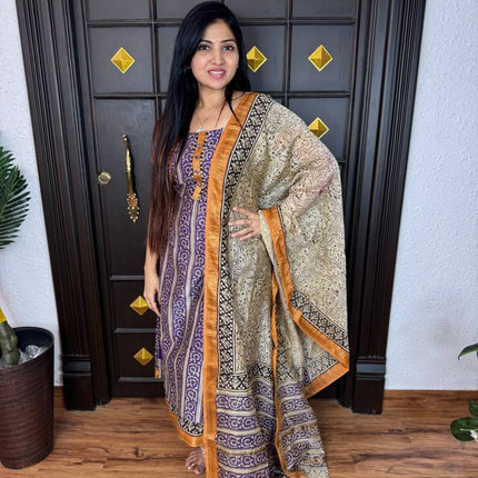 Pure Maheshwari Silk Suit ( Unstitched)