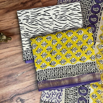 Pure Maheshwari Silk Suit ( Unstitched)