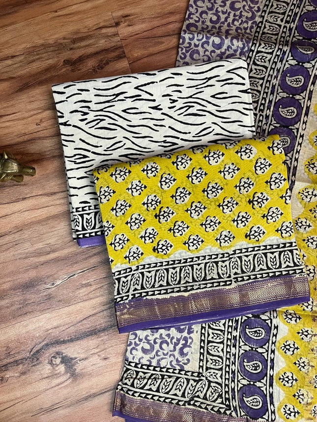 Pure Maheshwari Silk Suit ( Unstitched)